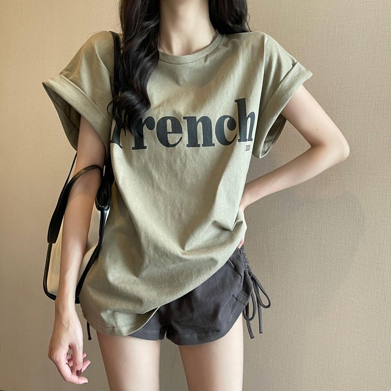 2024 Trendy Off-Shoulder Slim-Fit Tee for Women Army Green Army Green