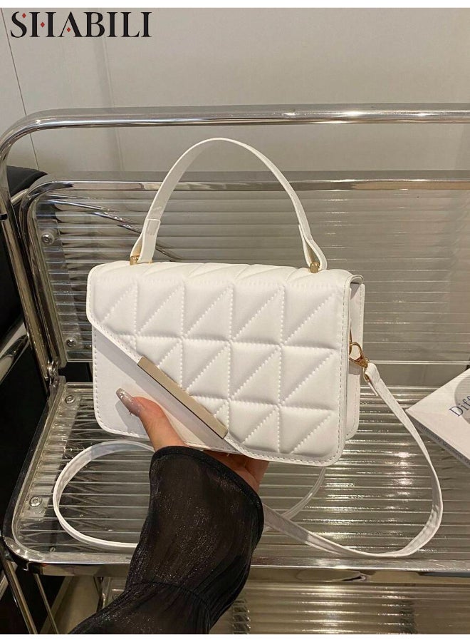 SHABILI Women Shoulder Bag PU Quilted Top-Handle Crossbody Sling, Ladies Cross Bags Tote Clutch Bag Lightweight Satchel, Large-Capacity Organizer for Teenager Youth Daily Casual Party Travel Commuter (White) - Image 1