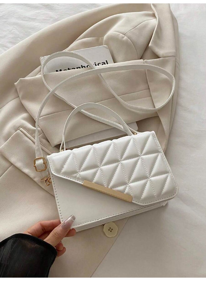 SHABILI Women Shoulder Bag PU Quilted Top-Handle Crossbody Sling, Ladies Cross Bags Tote Clutch Bag Lightweight Satchel, Large-Capacity Organizer for Teenager Youth Daily Casual Party Travel Commuter (White) - Image 4