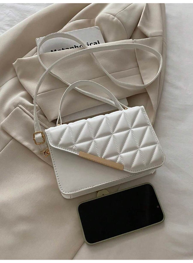 SHABILI Women Shoulder Bag PU Quilted Top-Handle Crossbody Sling, Ladies Cross Bags Tote Clutch Bag Lightweight Satchel, Large-Capacity Organizer for Teenager Youth Daily Casual Party Travel Commuter (White) - Image 5