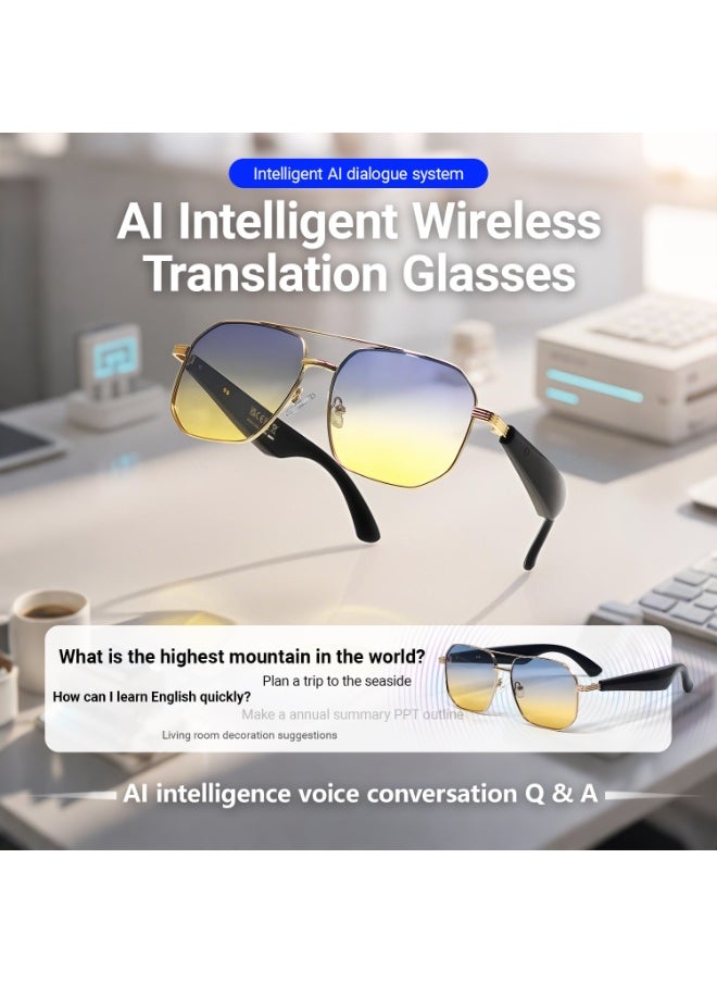 Generic Ai Translation Bluetooth Glasses Multi-Language Real-Time Translation Glasses Listen To Music And Make Calls Smart Uv-Proof Sunglasses  - Image 5