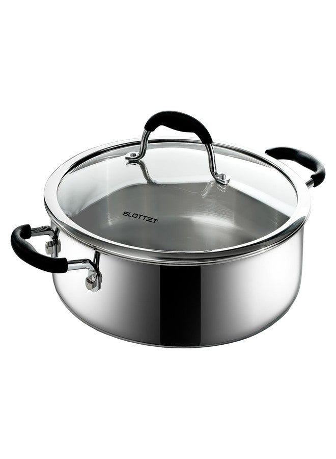 SLOTTET Tri-Ply Stainless Steel Saute Pan with Lid, 5 Quart Deep Sauté Pan with Comfortable Silicone Handle,11.5 Inch Frying Pan,Dishwasher and Oven Safe,Induction Stainless Steel Cookware - Image 1