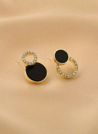 1Pair  Cubic Zirconia Double Circle Stud Earrings Hollow Round Black Stud Earrings - pzsku/ZBEE5CDBD76628A118478Z/45/_/1728816348/3a3055b7-2cd0-413c-95de-8564d788ac80