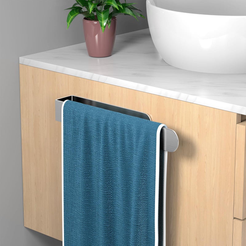 HUFEEOH Hand Towel Holder  Self Adhesive Towel Bar Towel Holder for Kitchen Cabinet  SUS 304 Stainless Steel Bath Towel Holder Stick on Wall - Image 4