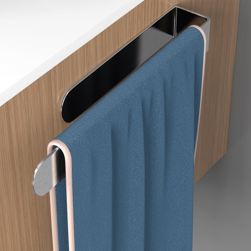 HUFEEOH Hand Towel Holder  Self Adhesive Towel Bar Towel Holder for Kitchen Cabinet  SUS 304 Stainless Steel Bath Towel Holder Stick on Wall - Image 1