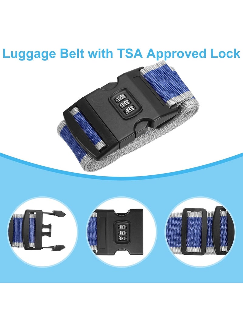 Meetion طقم أحزمة حقائب السفر المعتمدة من TSA مع قفل قابل للتعديل 1 قطعة مع بطاقات تعريف الحقائب - Image 5