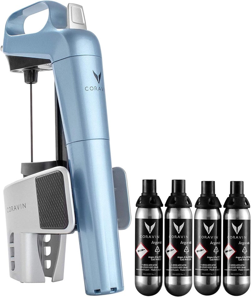 Coravin Coravin Limited Edition Preservation System and Wine Bottle Opener Includes 4 Argon Capsules Steel Blue  - Image 1