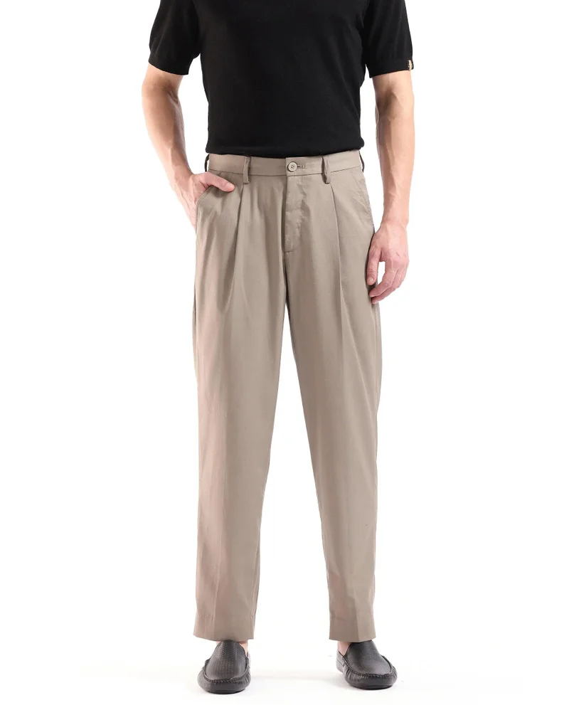 Rare Rabbit Men's Relaxed Fit Pleated Trousers