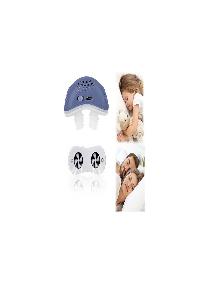 SYOSI Anti Snoring Devices, Electric Automatic Snore Stopper Soft Double Eddy Improve Sleep Quality Mini USB Prevent Snoring Device, Fresh Air Comfortable Sleep Breathing for Women Men (Blue) - Image 1