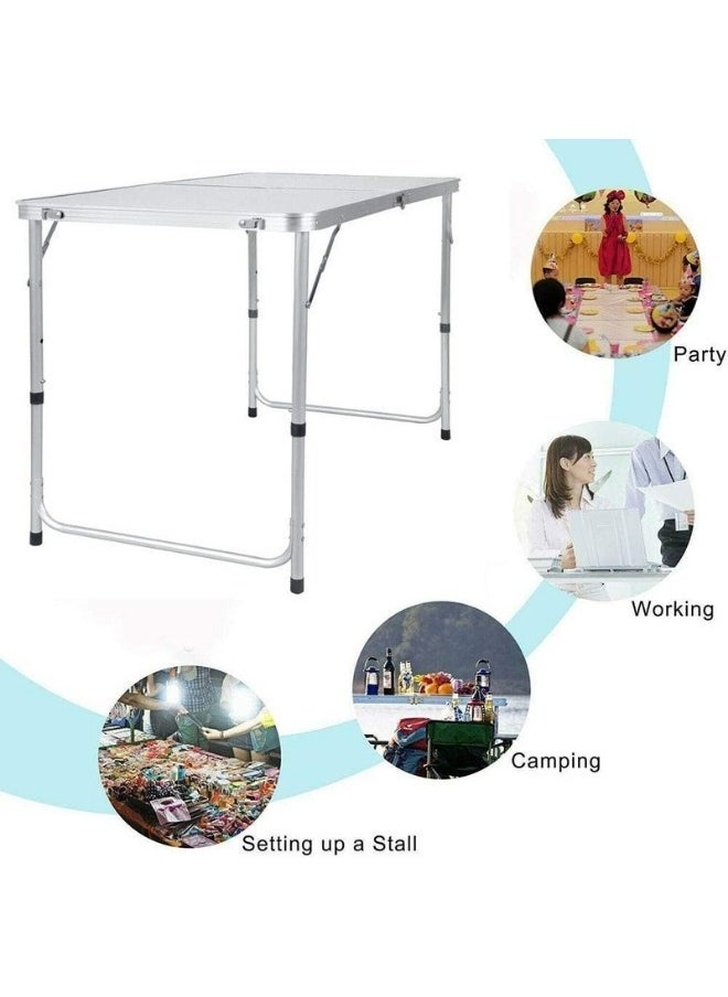 SMART HOME Portable Folding Table Set with Folding Chair, 2 in 1 Picnic Set, Adjustable Height for Indoor and Outdoor Use, for Garden, Kitchen, BBQ, Dining Table Size(120X60X70cm) Chair Size(75X40X40cm)  - Image 4