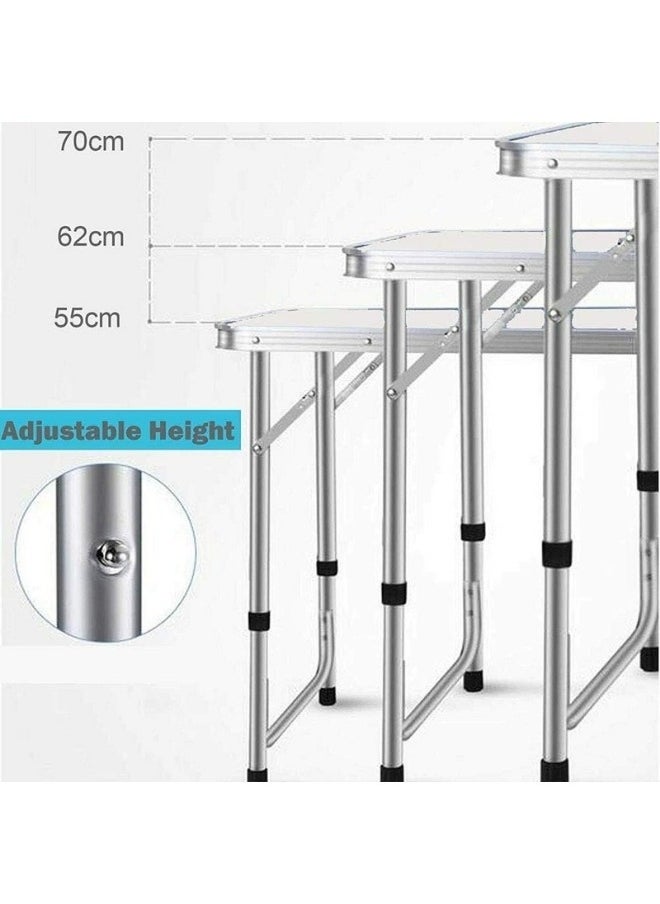 SMART HOME Portable Folding Table Set with Folding Chair, 2 in 1 Picnic Set, Adjustable Height for Indoor and Outdoor Use, for Garden, Kitchen, BBQ, Dining Table Size(120X60X70cm) Chair Size(75X40X40cm)  - Image 3