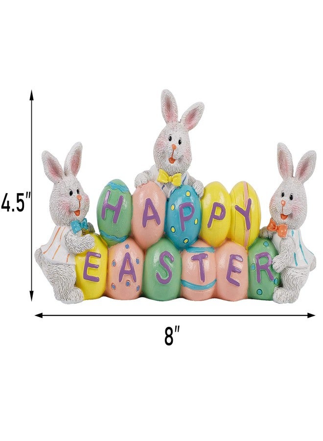 DR.DUDU Easter Decorations Hand-Painted Easter Eggs Bunny Centerpiece, 8.5 in Tabletop Easter Resin Figurine Decor for Home Living Room Bedroom Easter Decorations - Image 3