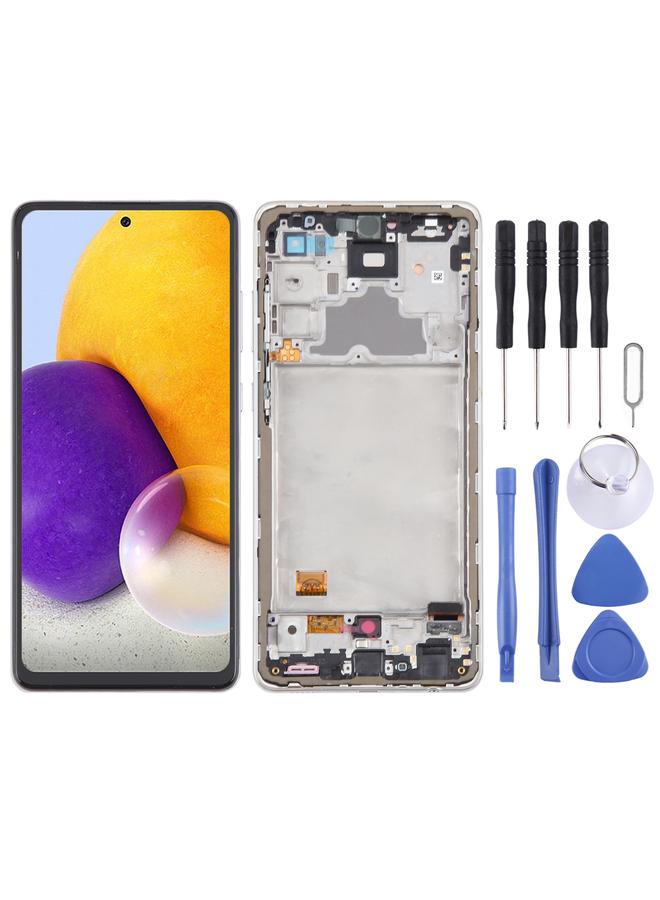 erorex Replacement For Samsung Galaxy A72 4G SM-A725 6.43 inch OLED LCD Screen Digitizer Full Assembly with Frame White - Image 1