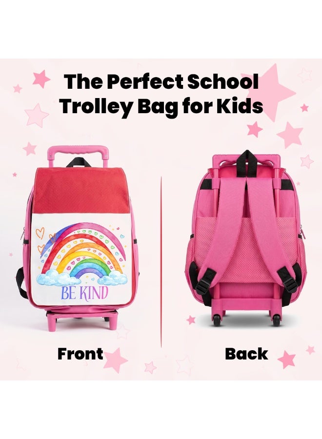 PRINTSHOP4ME Girls Rainbow Trolley School Bag | Rolling Backpack with Wheels | Lightweight Pull Handle | Travel Everyday Use - Image 3