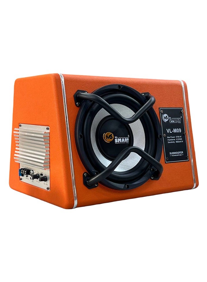 مكبر صوت سيارة مستر سمارت VL-M09، 9 بوصات، قوة قصوى 5700 واط، فضي وبرتقالي، مع مضخم صوت مدمج