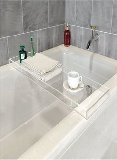 SMARTPOINTS Durable Clear Acrylic Towel Tray,Lucite Bathtub Caddy  - Image 1