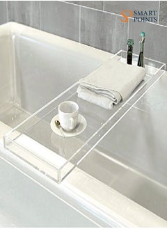 SMARTPOINTS Durable Clear Acrylic Towel Tray,Lucite Bathtub Caddy  - Image 2