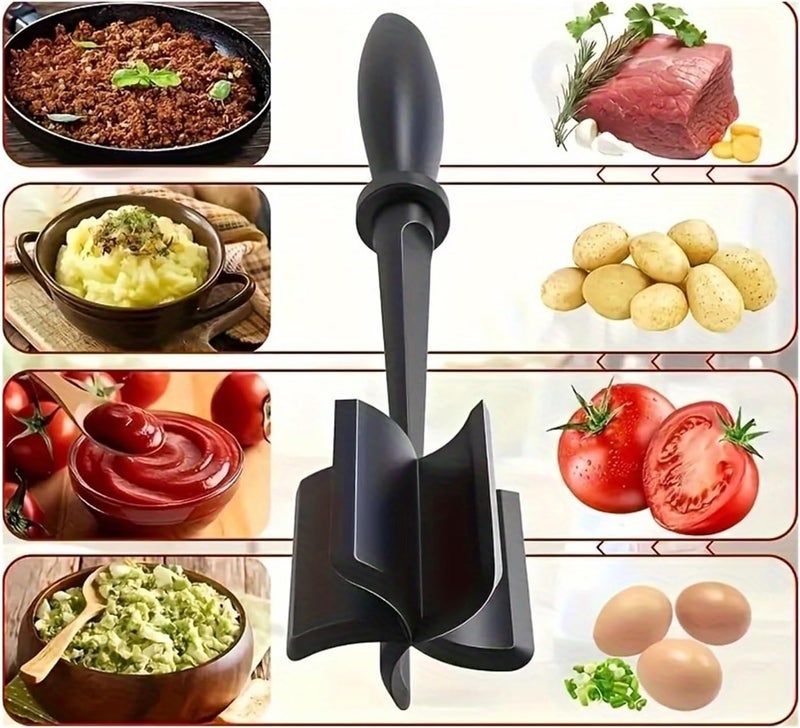 1PC Meat Chopper & Mixer – Effortless Meat Grinding, Mashing & Chopping for Quick Kitchen Prep(Black) - Image 3