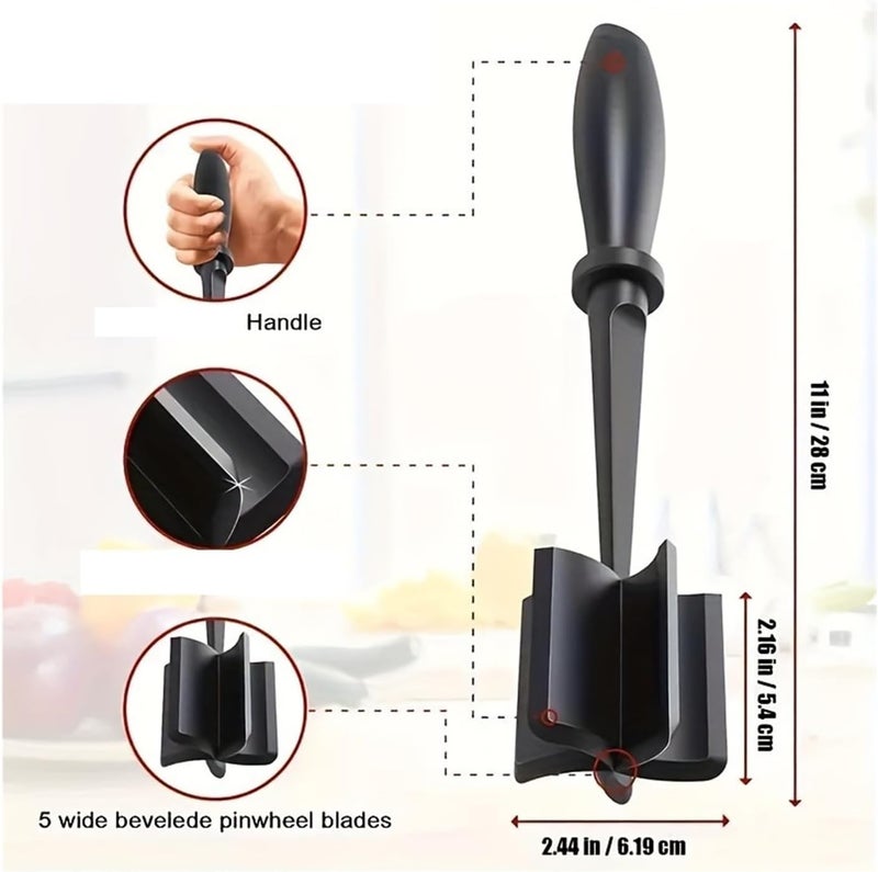 1PC Meat Chopper & Mixer – Effortless Meat Grinding, Mashing & Chopping for Quick Kitchen Prep(Black) - Image 2