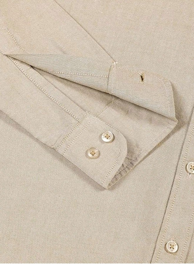 U.S. ELK Men's Button Down Shirt | Casual Slim Fit Shirt | Long Sleeve Oxford Shirts For Men | Smart Fit Cuff -  Khaki  - Image 5