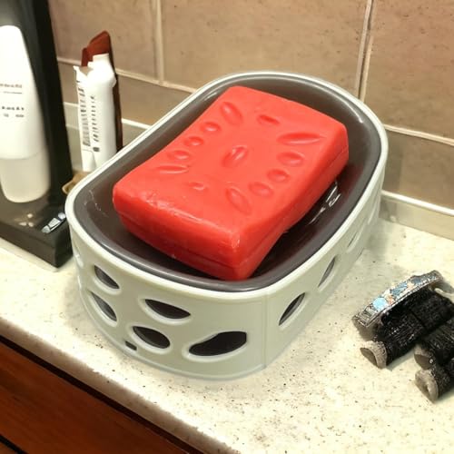 c s m CSM® Soap Case Soap Holder Soap Dish(WSOAPCASE-WGRY) for Bathroom Kitchen Sink - Set of 2 Pcs (White, Grey) - Image 5