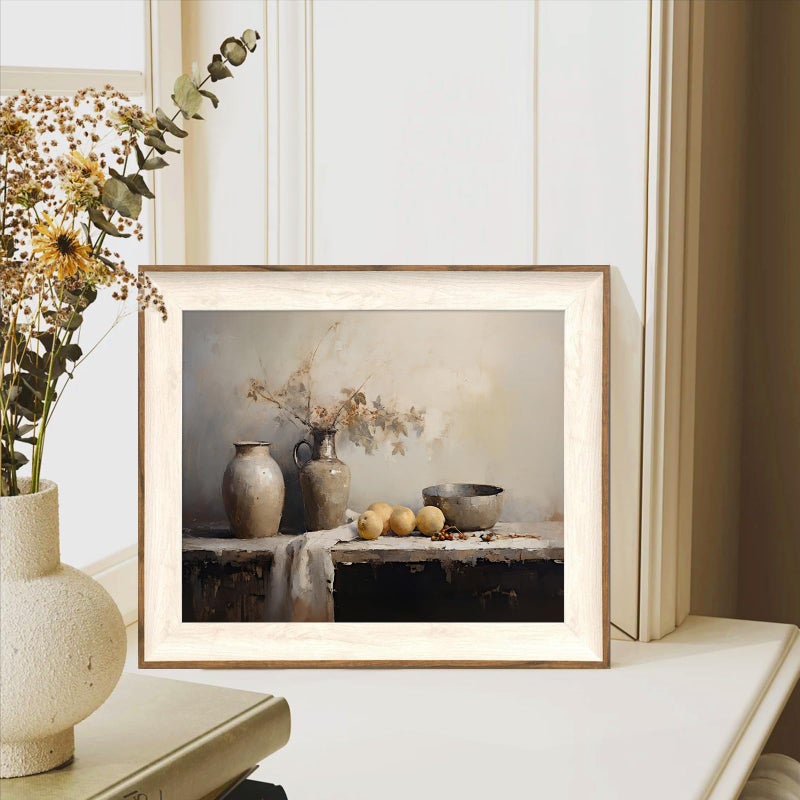 ASTRDECOR Framed Kitchen Wall Art Prints, Rustic Kitchen Farmhouse Wall Decor Living Room, Vintage Jars Still Life Oil Painting Dining Room Wall Decor, Fruits Botanical Canvas Wall Art-10''x 12'' - Image 3