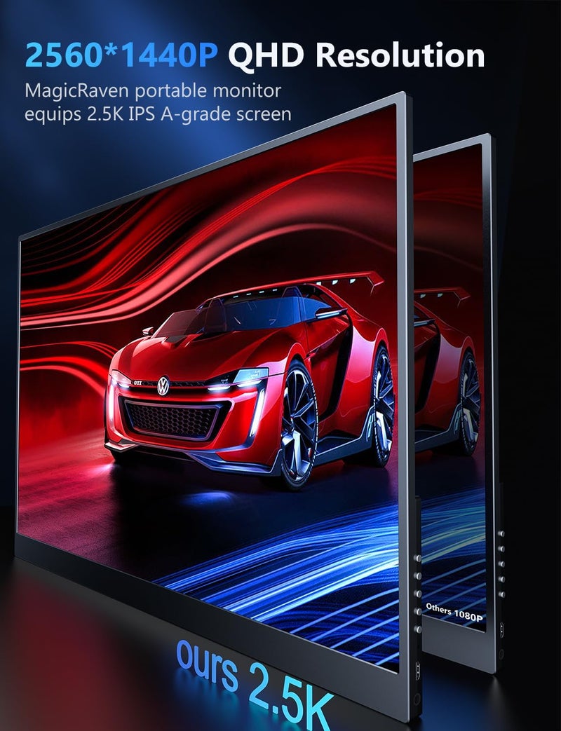 MAGICRAVEN Portable Gaming Monitor, 16.1" 2.5K 144Hz Laptop Monitor, Slim Lightweight Dual USB C HDMI Computer Monitor, Gaming Display with Speakers, Travel Monitor for Mac PC Phone PS4/5 Xbox Switch - Image 4
