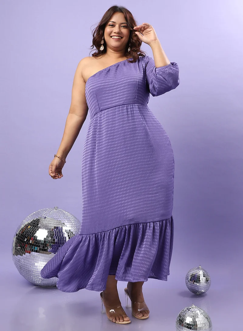 انستافاب بلس فستان كتف واحد بنفسجي