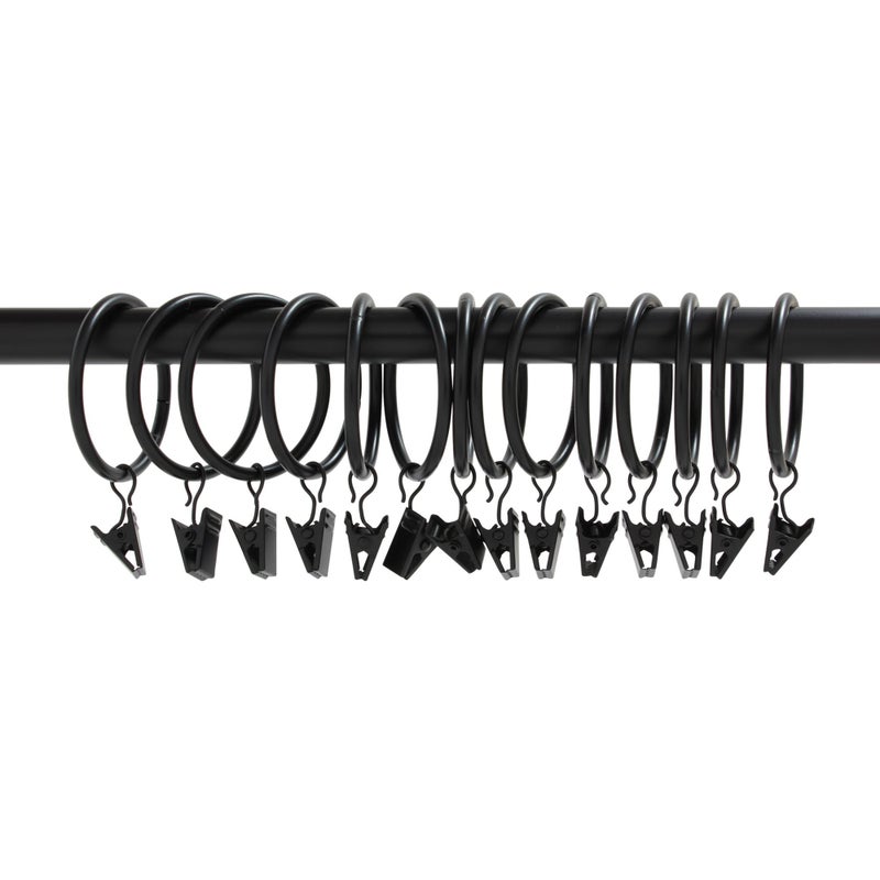 Ivilon Curtain Rings - Set of 14 Decorative Drapery Clip with Strong Clips 2" Diameter Color Black - Image 2