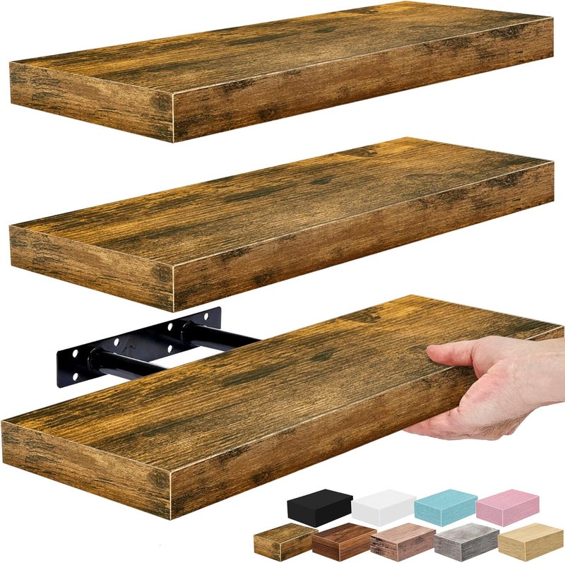 Sorbus Floating Shelves for Wall, Bathroom Shelves Wall Mounted for Kitchen, Bedroom, Bathroom Storage Over Toilet, Hanging Book Shelf for Wall Home Decor Living Room (Black, 3 Pack) - Image 1