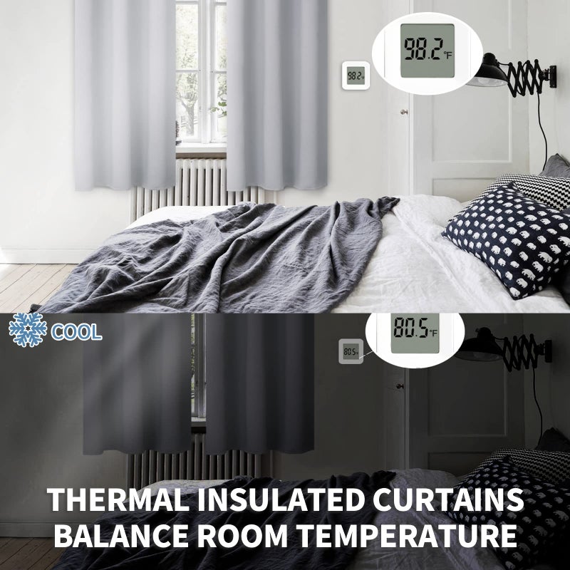 BGment Light Grey Short Blackout Curtains for Small Windows, 38 x 45 Inch Thermal Insulated Tier Set of 2 Panels Sun Blocking Drapes for Kitchen Bedroom - Image 4