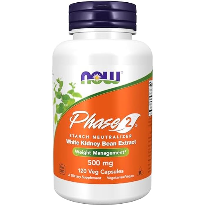 NOW Supplements, Phase 2® (White Kidney Bean Extract) 500 mg, Weight Management*, 120 Veg Capsules - Image 1