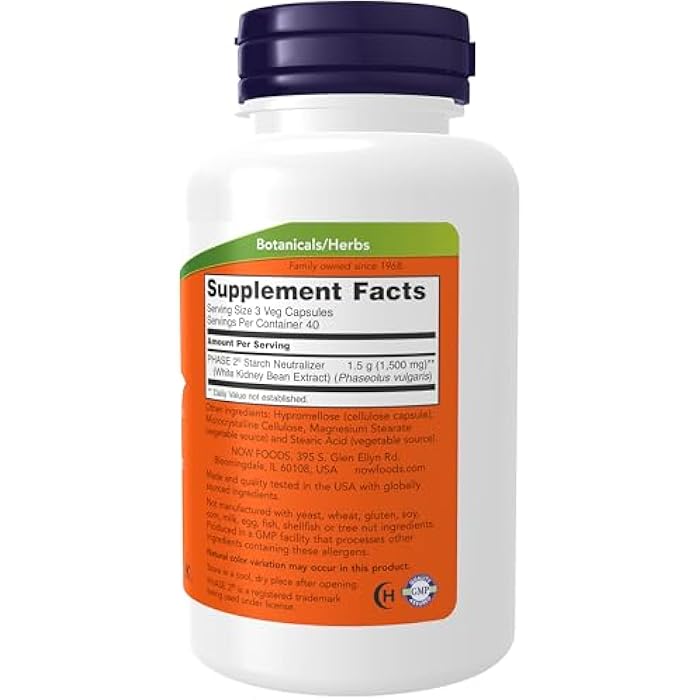NOW Supplements, Phase 2® (White Kidney Bean Extract) 500 mg, Weight Management*, 120 Veg Capsules - Image 2