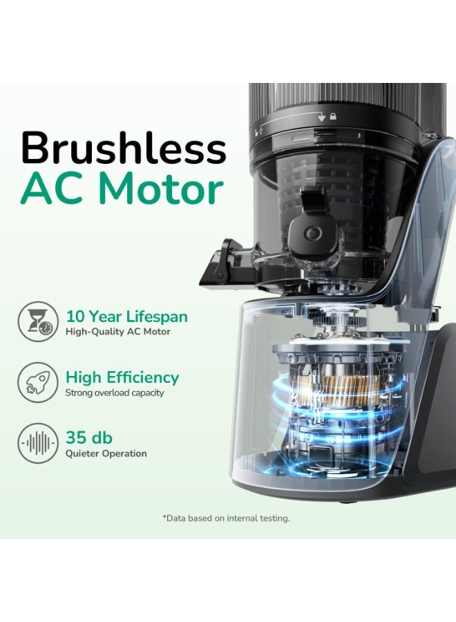 Canoly C16 Cold Press Juicer, 6" Extra Wide Feed Chute with Dual Strainers (Juice & Sorbet), Powerful AC Brushless Motor, Self Precut System, Juicer Machines with BPA Free (Space Gray) - Image 2