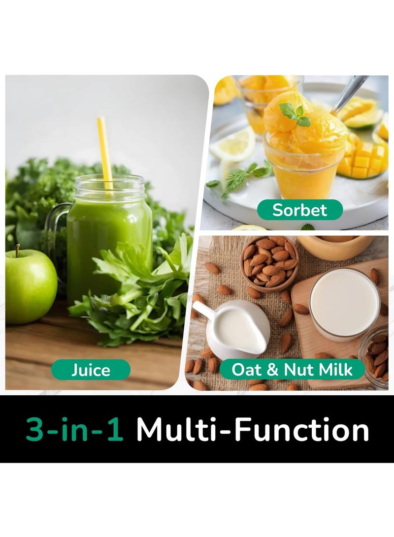 Canoly C16 Cold Press Juicer, 6" Extra Wide Feed Chute with Dual Strainers (Juice & Sorbet), Powerful AC Brushless Motor, Self Precut System, Juicer Machines with BPA Free (Space Gray) - Image 3