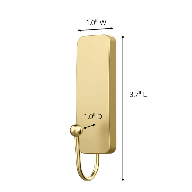 Command Medium Satin Brass Hooks, 1 Hook and 1 Strip, Damage-Free Hanging Wall Hook with Adhesive Strips, No Tools Coat Hooks for Hanging Home Decor, Holds up to 3 lb - Image 2