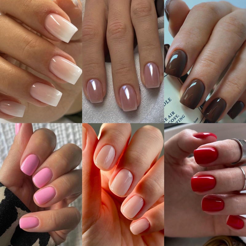 CTTHNBD 6 Packs (144Pcs) Press on Nails Square - Short Press on Nails - Ombre, Solid Color Fake Nails Kit for Women 12 Sizes - 6 Styles - Image 1