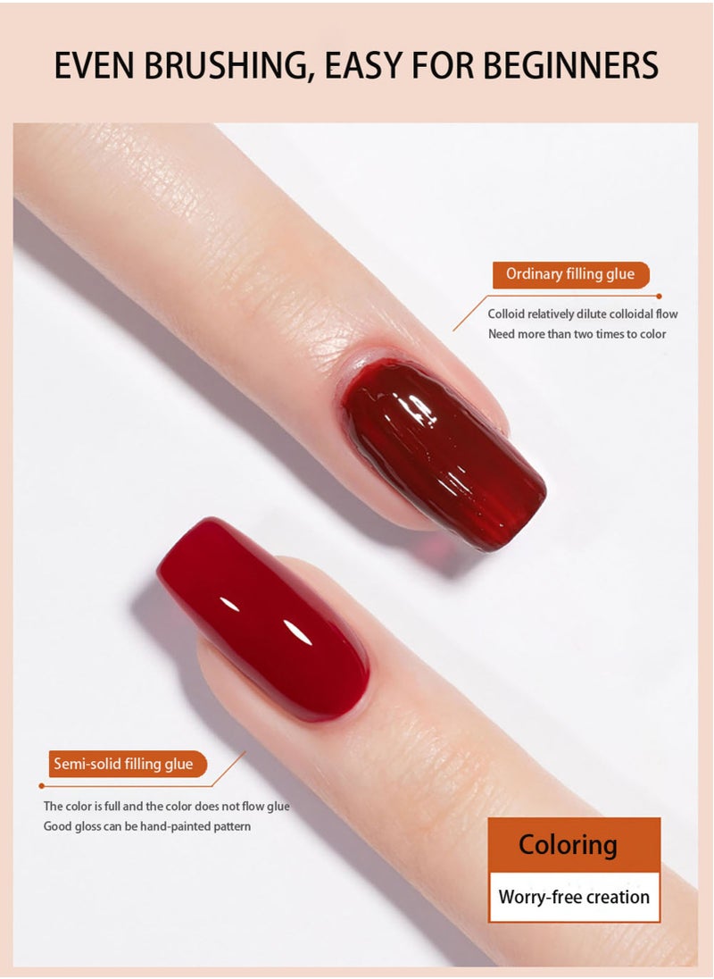 Miss Gooey - Nail Polish Colors Cream Solid Gel Nail Polishs Super Shine Nude Quick Dry 60 Seconds Salon-Quality Bright Soak Off UV Lamp Required Home DIY Manicure 10g With Brush - Image 1