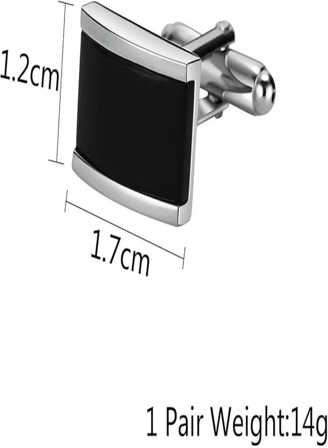 SELOME Men's Cufflinks 1 Pair Black Rectangle Cufflinks Wedding Party Buttons Set Birthday Anniversary Gift Plain For Formal Shirt, Suit,Blazer Simple And Classic Sleeve Link - Image 2
