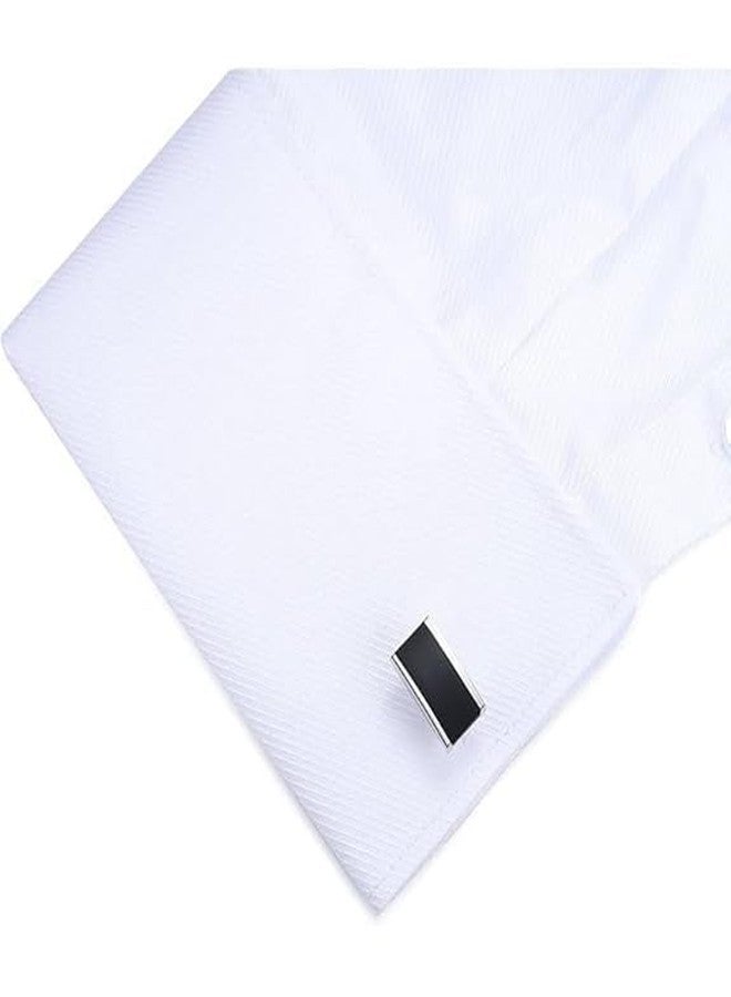 SELOME Men's Cufflinks 1 Pair Black Rectangle Cufflinks Wedding Party Buttons Set Birthday Anniversary Gift Plain For Formal Shirt, Suit,Blazer Simple And Classic Sleeve Link - Image 5