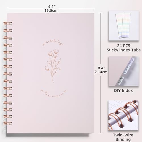 LONLAT Undated Weekly and Monthly Planner Spiral Bound- Weekly Goals Notebook, To Do List, Habit Tracker Journal, Academic, Aesthetic, Stylish School or Office Supplies (6.1" x 8.4" - Pink) - Image 5