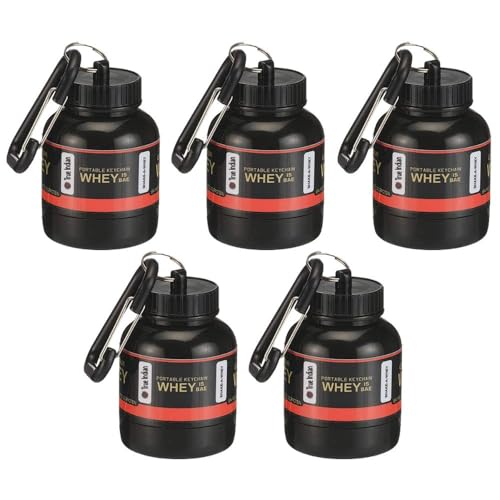 TRUE INDIAN Amazing Whey loader Protein Carry Funnel Portable Protein Whey or Supplement Powder Combo Pack of 5 Carrying Whey Funnel and Container Box with Key-Chain (BLACK) - Image 1