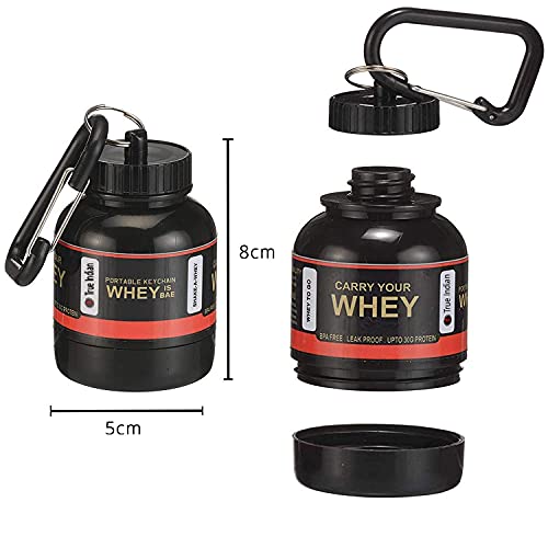 TRUE INDIAN Amazing Whey loader Protein Carry Funnel Portable Protein Whey or Supplement Powder Combo Pack of 5 Carrying Whey Funnel and Container Box with Key-Chain (BLACK) - Image 2
