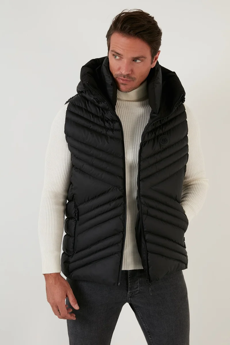 Buratti Slim Fit Hooded Stand Collar Puffed Vest Men's Vest 6274910