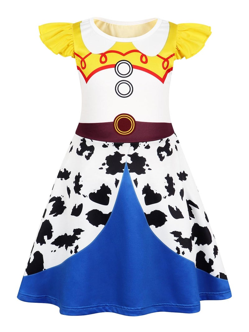 Jurebecia Girls Nightgowns Princess Nightdress for Kids Flutter Sleeves Night Gown Sleepwear Pajamas Nightie 5t Blue Yellow - Image 1