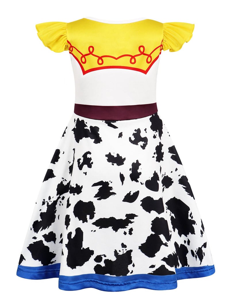 Jurebecia Girls Nightgowns Princess Nightdress for Kids Flutter Sleeves Night Gown Sleepwear Pajamas Nightie 5t Blue Yellow - Image 3