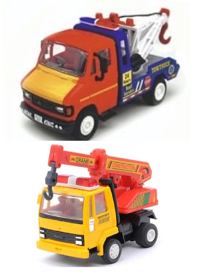 Sheel Toy Car For Kids Combo Pack Of 2 Pull Back Tow Truck Toy With Crane Vehicle Playset Toy For Kids Set For Kids Boys And Girls Age 3+ Years, Assorted - Image 1