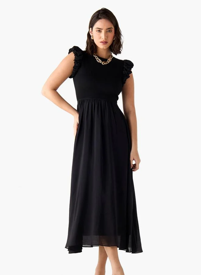 2Xtremz 2Xtremz Ruffle Detail Sleeveless Dress with Crew Neck
