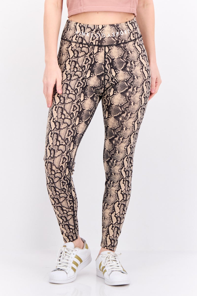 Pink Soda Sport Women Sportswear Fit Training Leggings, Beige - Image 1