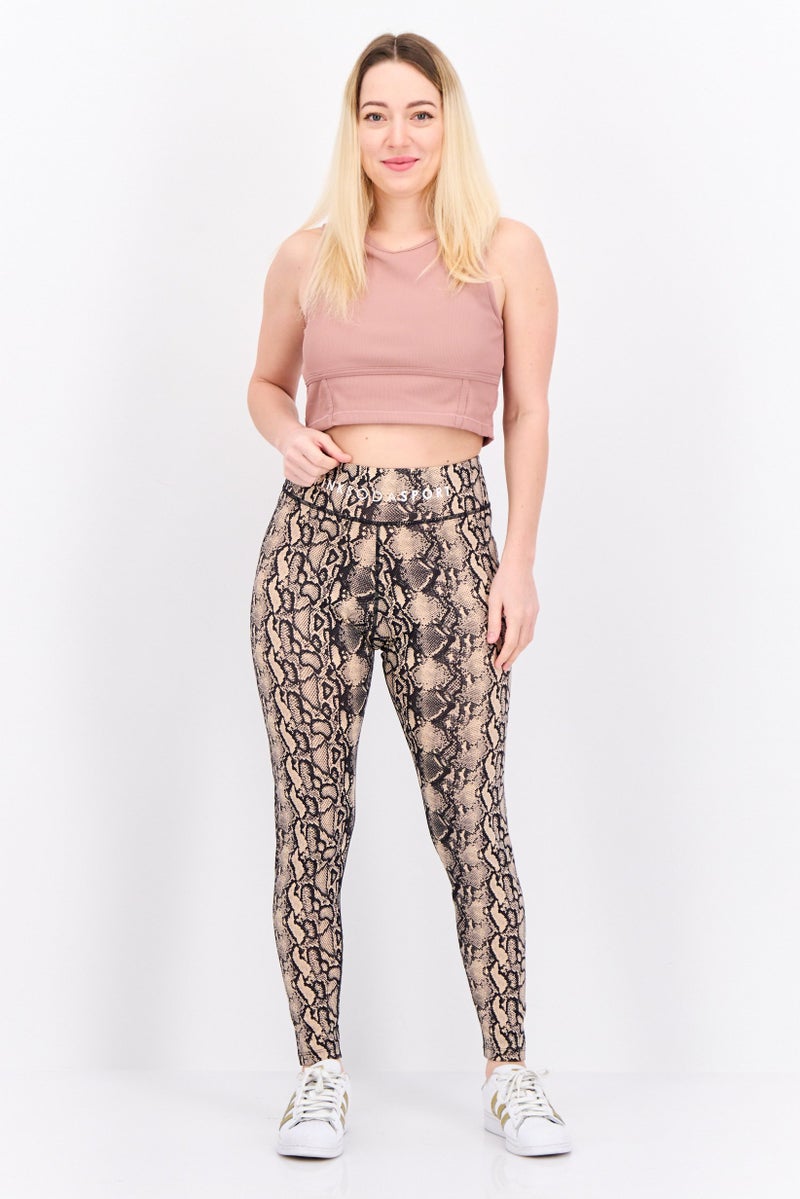 Pink Soda Sport Women Sportswear Fit Training Leggings, Beige - Image 2